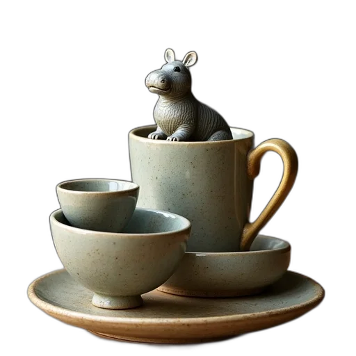 3d render, photorealistic, mug, two transparent PNG cut-out