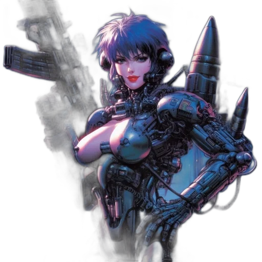 robot, weapon, cyberpunk, concept art transparent PNG cut-out