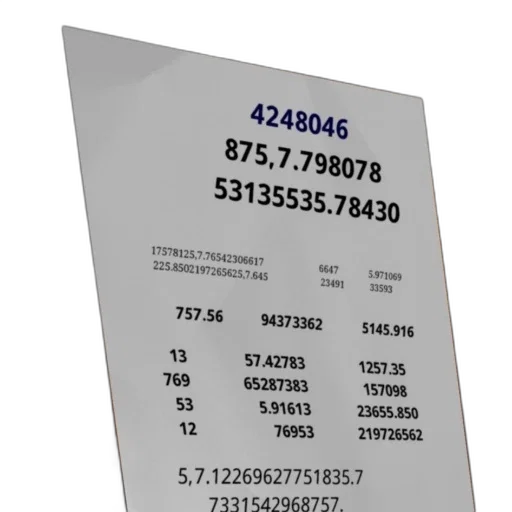 3d render, list, numbers, including transparent PNG cut-out