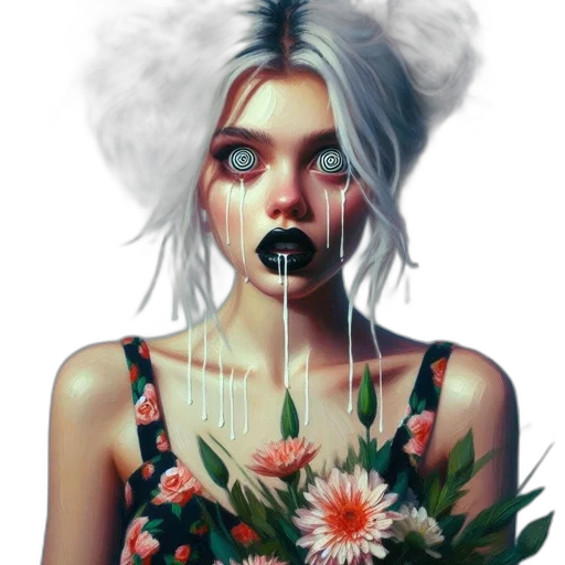 face, mask, flower, dress transparent PNG cut-out