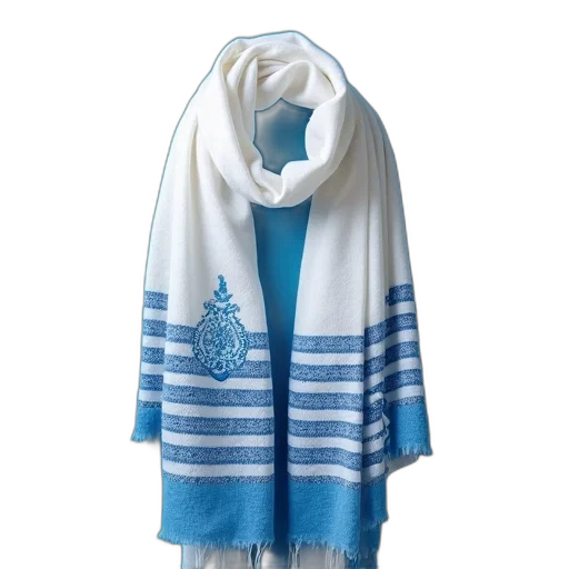 blue, white, striped, shawl transparent PNG cut-out