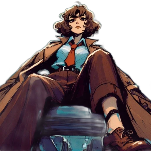 jacket, staff, concept art, comic book art transparent PNG cut-out