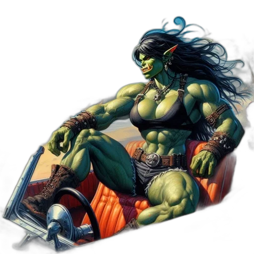 comic book art, concept art, fantasy art, green-skinned transparent PNG cut-out
