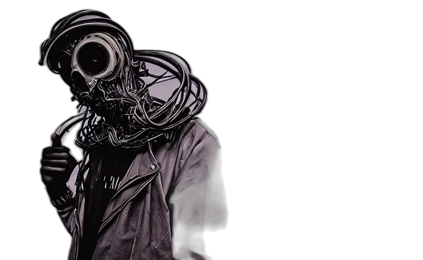 mask, jacket, robot, staff transparent PNG cut-out