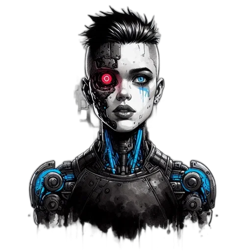 robot, face, cyberpunk, concept art transparent PNG cut-out