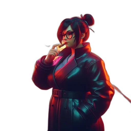 jacket, staff, weapon, cyberpunk transparent PNG cut-out