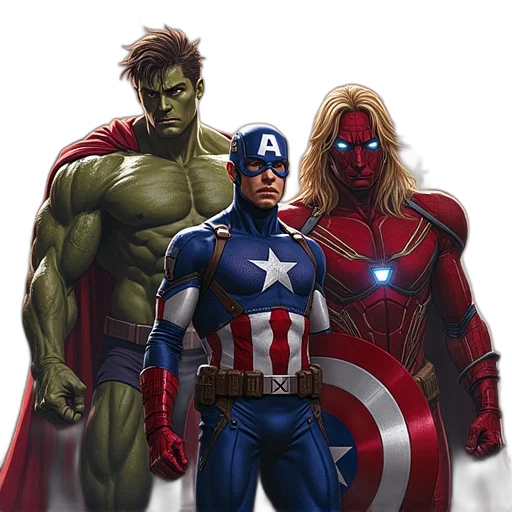 comic book art, concept art, avengers, men transparent PNG cut-out