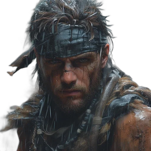 face, weapon, concept art, photorealistic transparent PNG cut-out