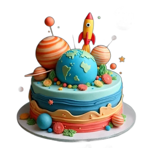 3d render, outer space, cake, space transparent PNG cut-out