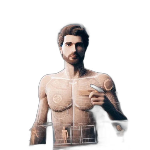 robot, face, 3d render, concept art transparent PNG cut-out