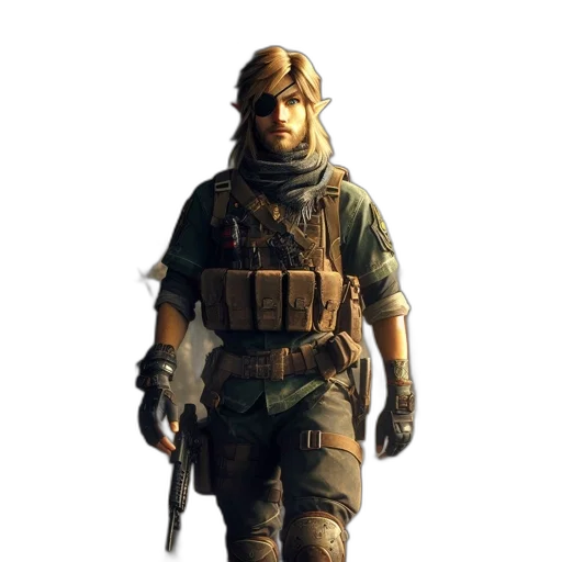 weapon, staff, jacket, face transparent PNG cut-out
