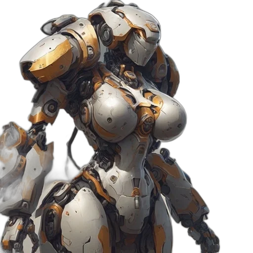 robot, weapon, concept art, 3d render transparent PNG cut-out