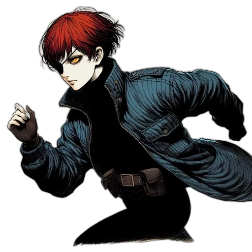 jacket, staff, weapon, comic book art transparent PNG cut-out