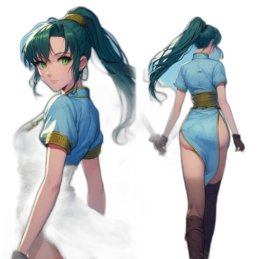 dress, staff, concept art, anime transparent PNG cut-out