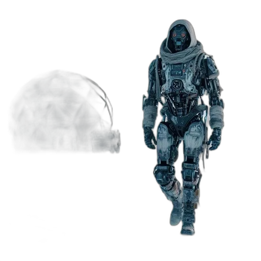 robot, jacket, creature, weapon transparent PNG cut-out