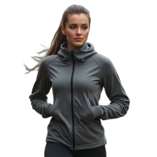 jacket, woman, running, training transparent PNG cut-out