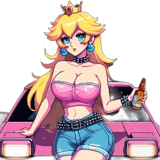 car, dress, pixel art, vaporwave transparent PNG cut-out