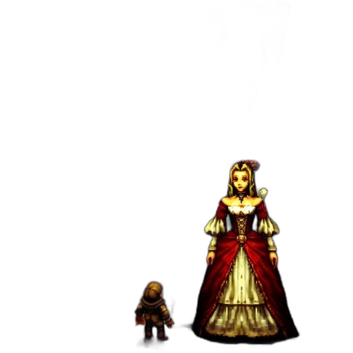 dress, crown, staff, pixel art transparent PNG cut-out