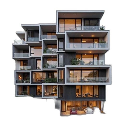 building, 3d render, concept art, photorealistic transparent PNG cut-out