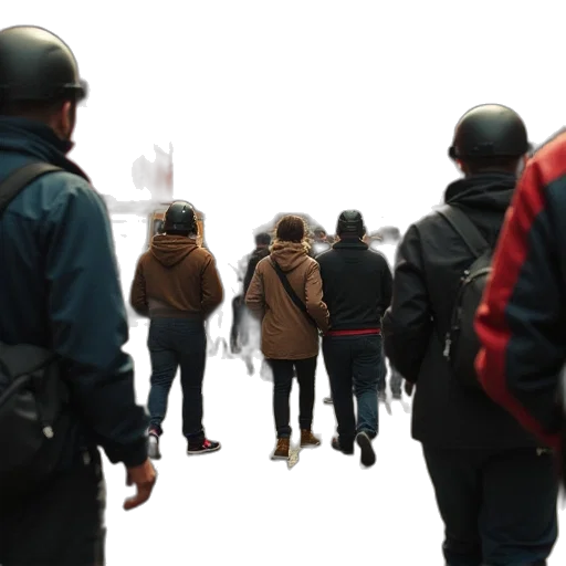 jacket, staff, concept art, city street transparent PNG cut-out