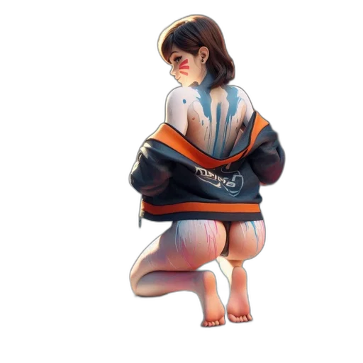 jacket, dress, staff, creature transparent PNG cut-out