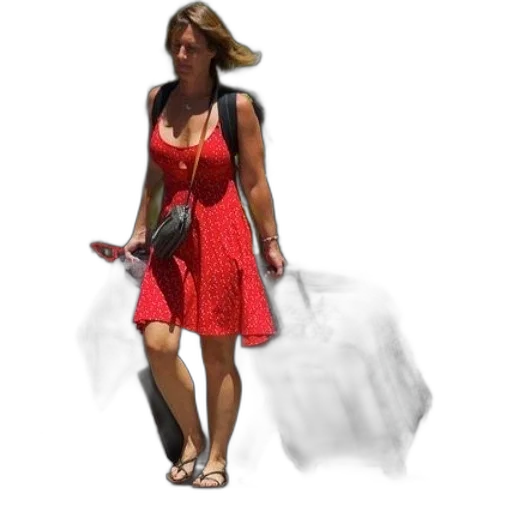 dress, umbrella, hat, staff transparent PNG cut-out