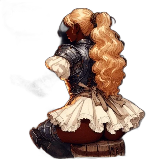 dress, hair, jacket, staff transparent PNG cut-out
