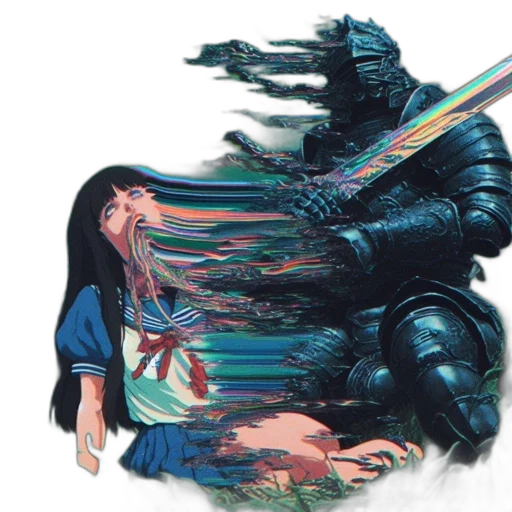 dragon, sword, concept art, vaporwave transparent PNG cut-out