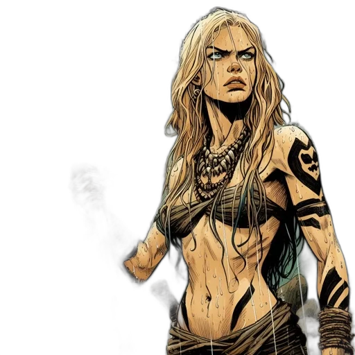comic book art, concept art, fantasy art, determined transparent PNG cut-out