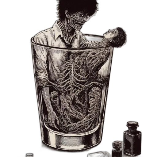 bottle, creature, hair, robot transparent PNG cut-out