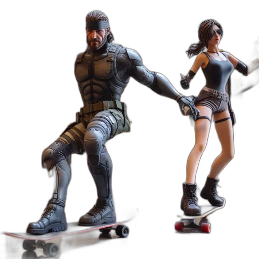 concept art, 3d render, cyberpunk, two transparent PNG cut-out