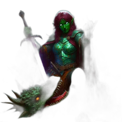 creature, dragon, staff, weapon transparent PNG cut-out