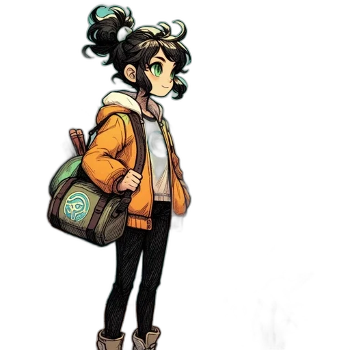 jacket, staff, concept art, pixel art transparent PNG cut-out
