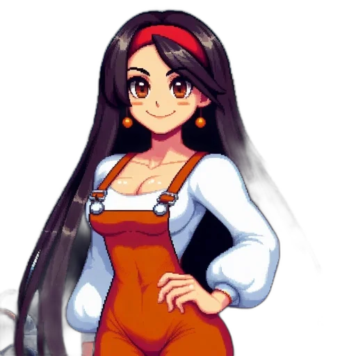 dress, staff, pixel art, anime transparent PNG cut-out
