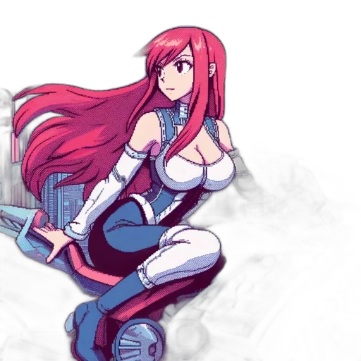 robot, sword, dress, pixel art transparent PNG cut-out