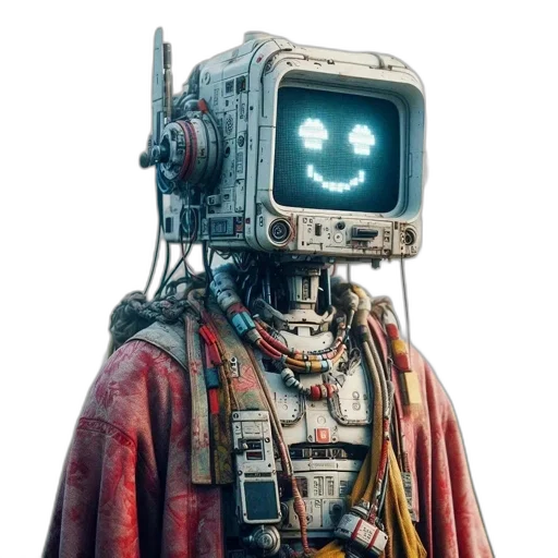 robot, face, mask, jacket transparent PNG cut-out