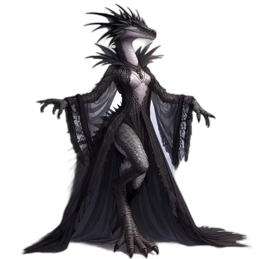 dragon, creature, dress, staff transparent PNG cut-out