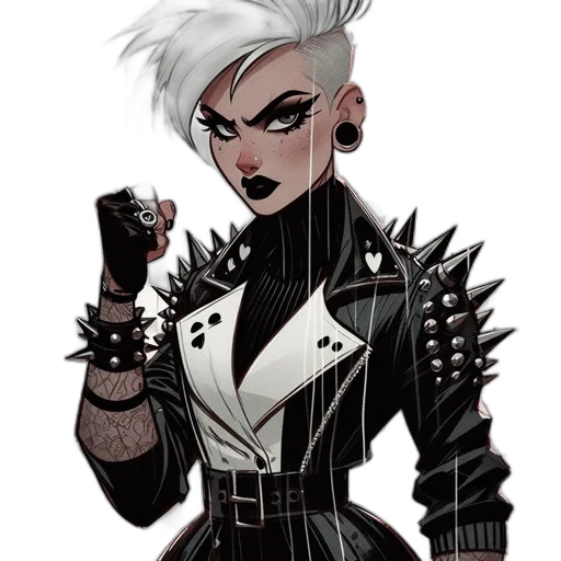 jacket, staff, cyberpunk, comic book art transparent PNG cut-out