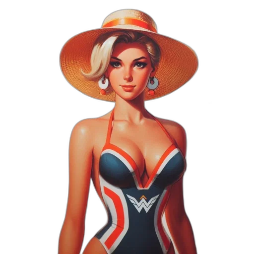 dress, hat, jewelry, comic book art transparent PNG cut-out