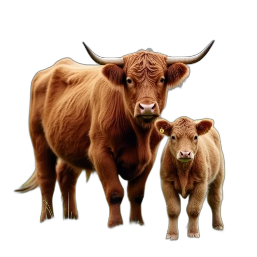 animal, photorealistic, scottish, highland transparent PNG cut-out