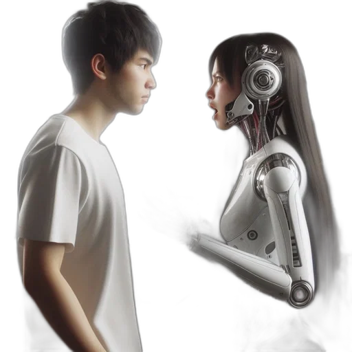 robot, concept art, 3d render, photorealistic transparent PNG cut-out