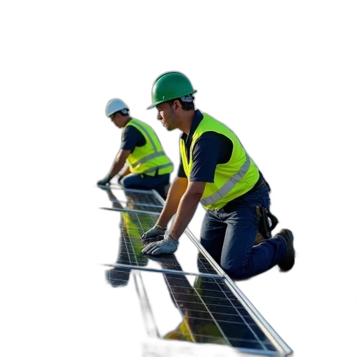 staff, group, workers, installing transparent PNG cut-out