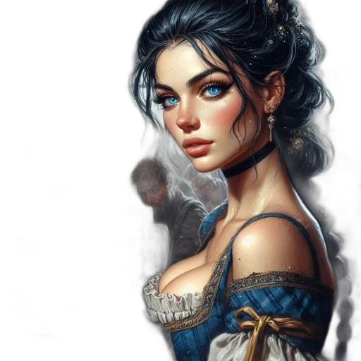 dress, face, jewelry, fantasy art transparent PNG cut-out