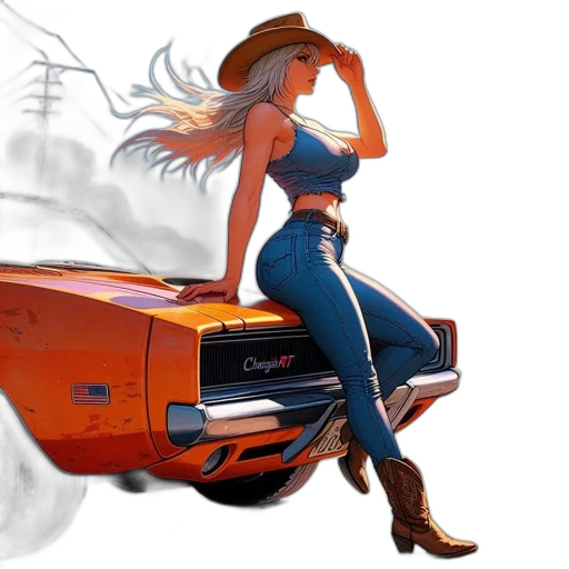 car, concept art, comic book art, fantasy art transparent PNG cut-out