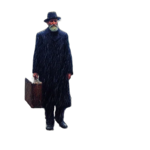 umbrella, hat, jacket, staff transparent PNG cut-out