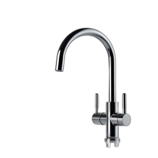 sleek, modern, chrome, faucet transparent PNG cut-out