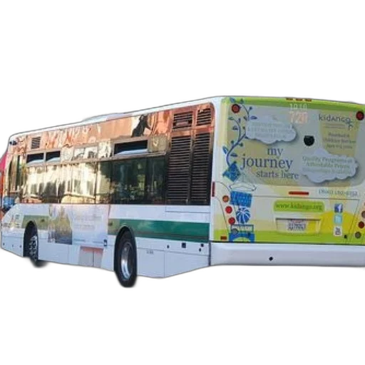 white, bus, green, yellow transparent PNG cut-out