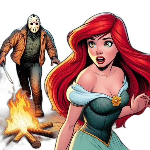 comic book art, concept art, fire, woman transparent PNG cut-out