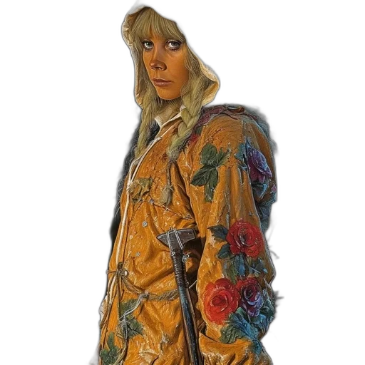 jacket, dress, staff, fantasy art transparent PNG cut-out