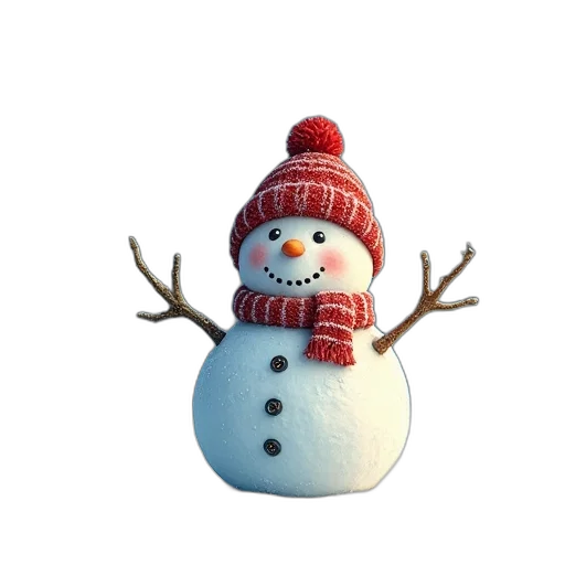 hat, 3d render, snow, snowman transparent PNG cut-out